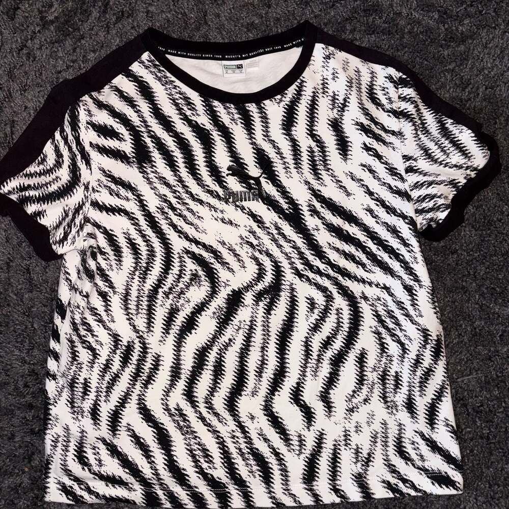 Puma Women's Wild Pack AOP Zebra Print Short Sleeve T-Shirt
